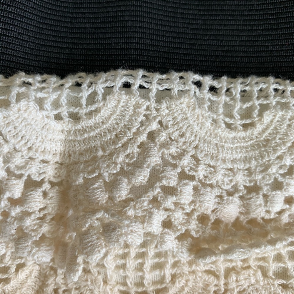 Elan Lace Crochet Shorts in Off White with Black - Picture 6 of 6